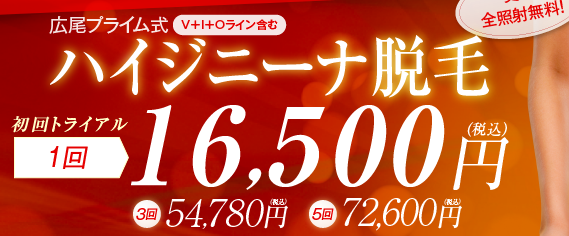 ハイジニーナ脱毛3回49,800円（税別）