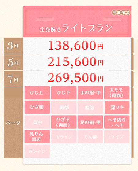 全身脱毛ライトプラン