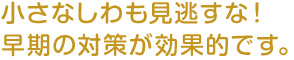 小さなしわも見逃すな！早期の対策が効果的です